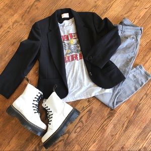 VTG Womens Pendleton 80s 90s Black Wool Blazer LG